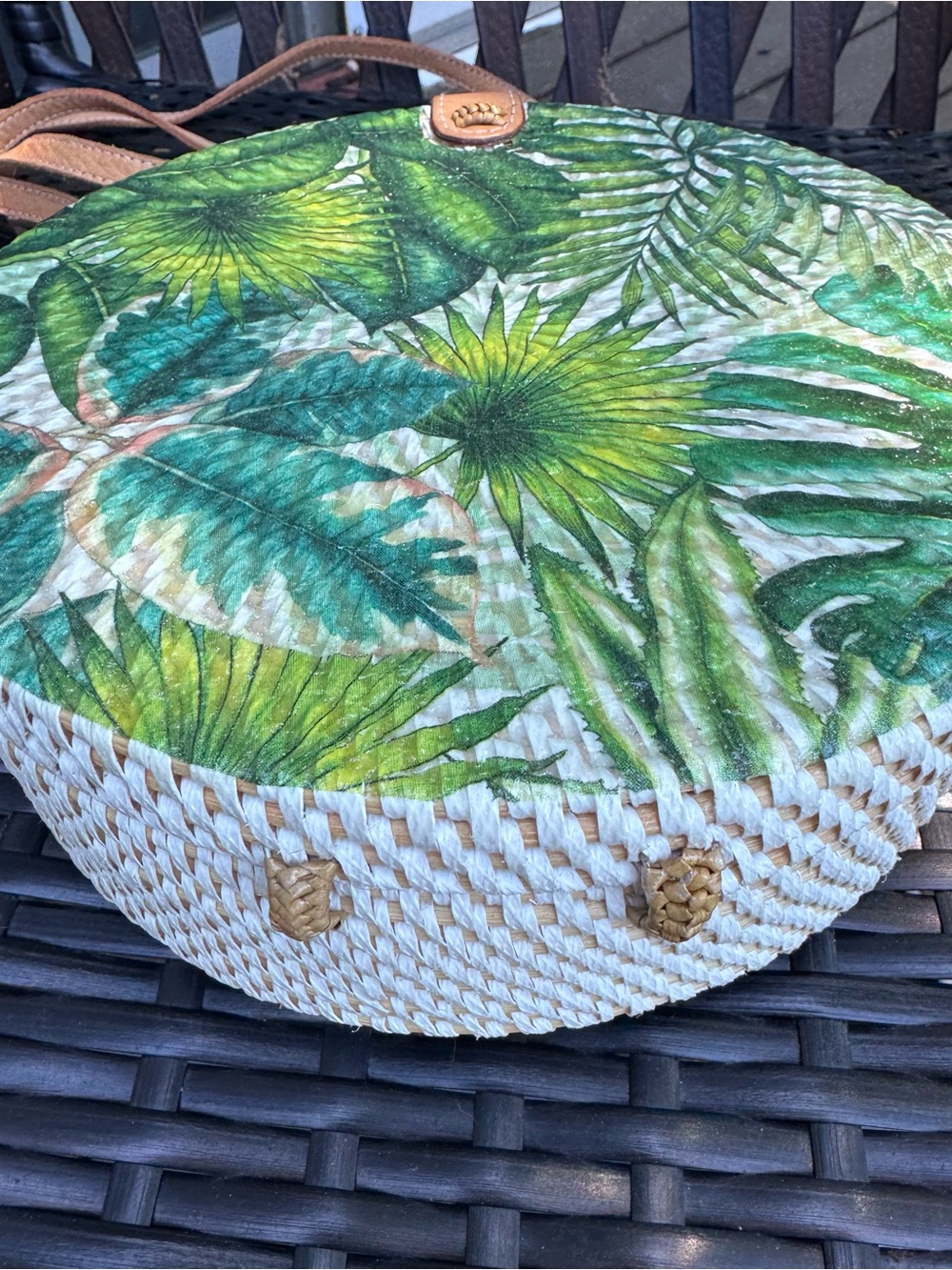 Pink Haley Green Tropical Print Round Crossbody Bag - Picture 4 of 7